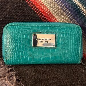 Liz Claiborne Turquoise Embossed Wallet